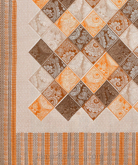 Ethnic Tiles Blue Orange and Pink Double Bedsheet Combo of 3