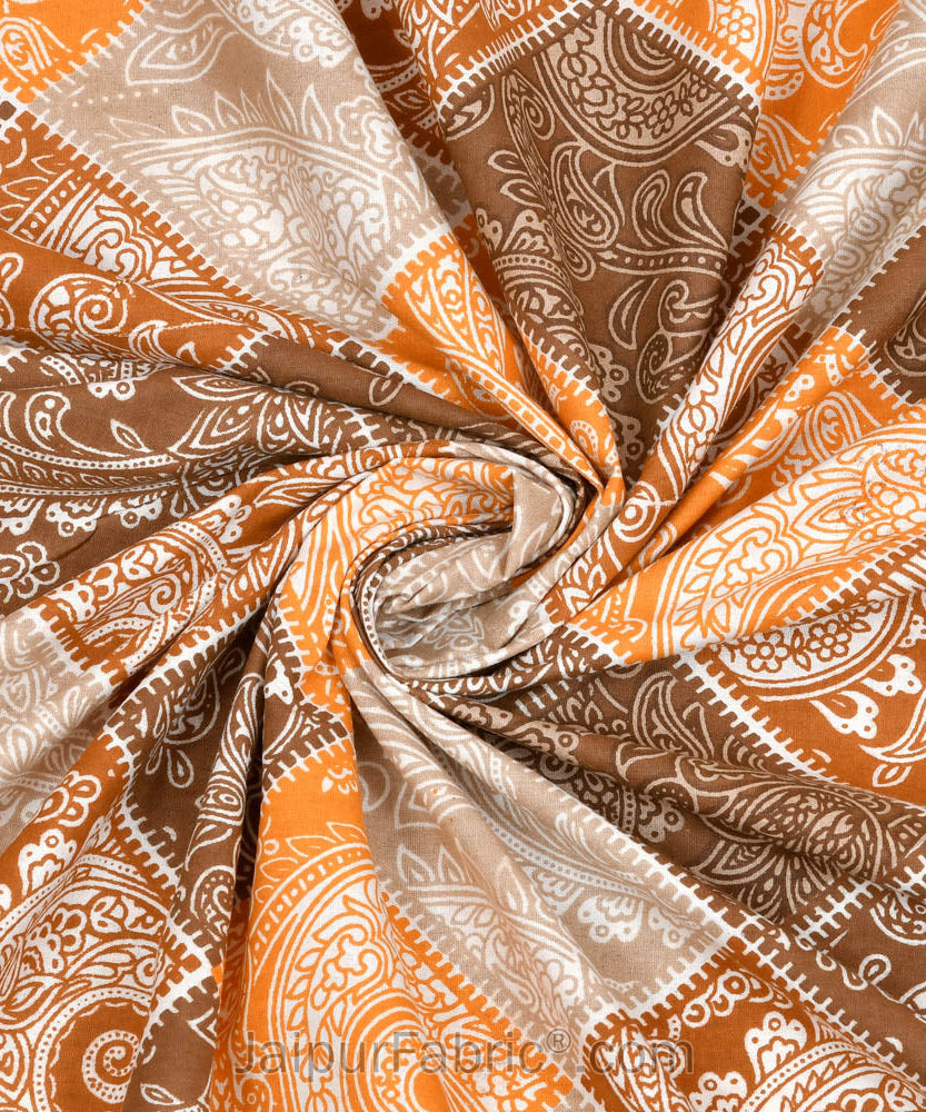 Ethnic Tiles Orange Double Bedsheet
