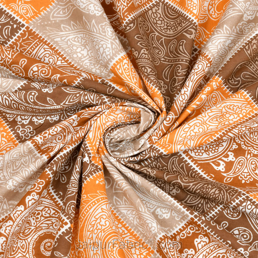 Ethnic Tiles Orange Double Bedsheet