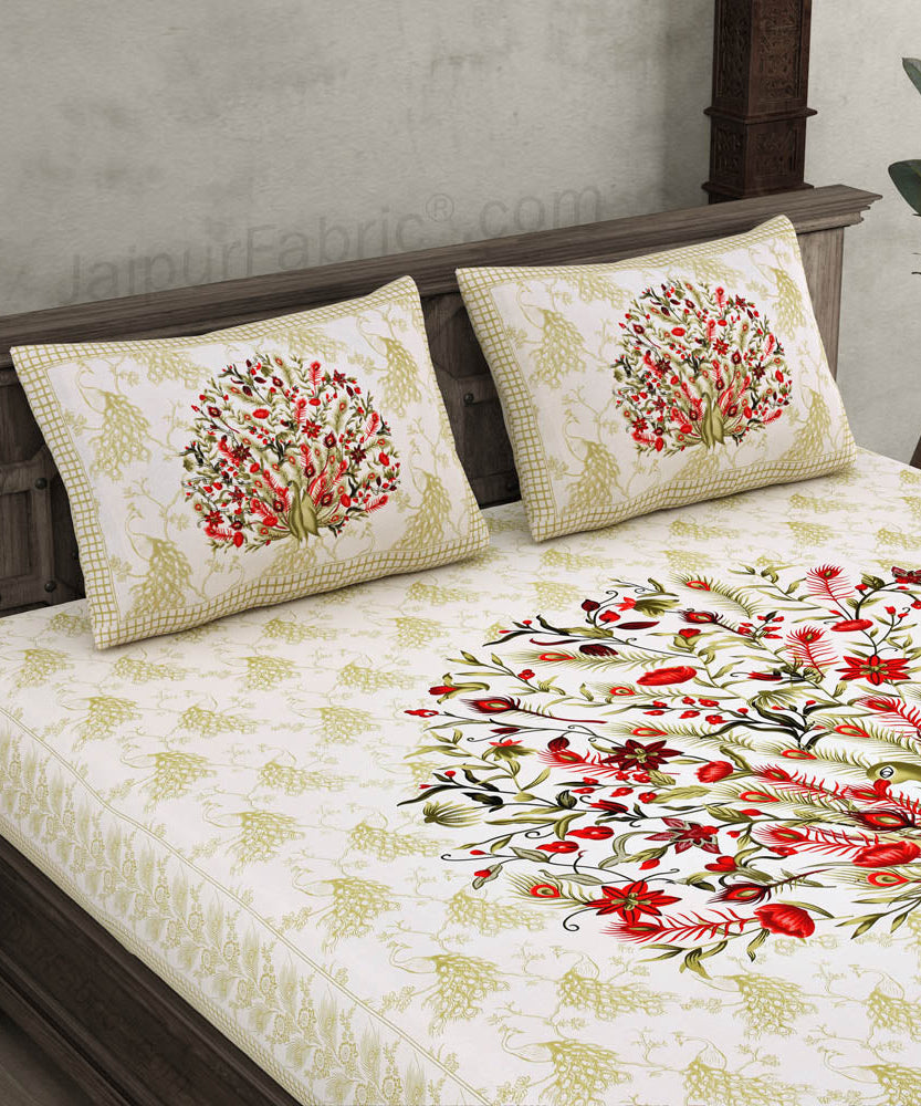 Dancing Peacock Pure Cotton Double Bedsheet – Choose Your Favorite Color
