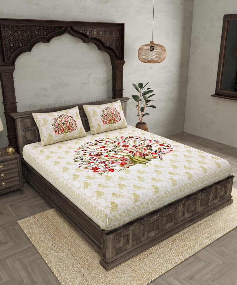 Dancing Peacock Pure Cotton Double Bedsheet – Choose Your Favorite Color