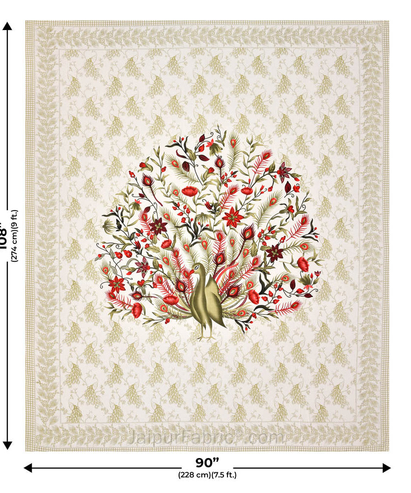 Dancing Peacock Pure Cotton Double Bedsheet – Choose Your Favorite Color