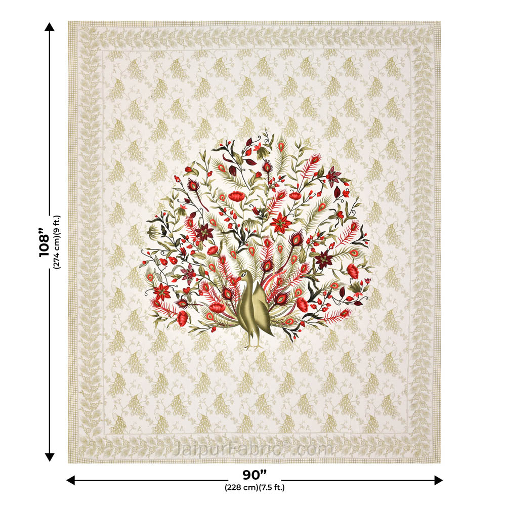 Dancing Peacock Pure Cotton Double Bedsheet – Choose Your Favorite Color
