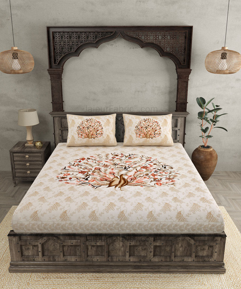 Dancing Peacock Pure Cotton Double Bedsheet – Choose Your Favorite Color