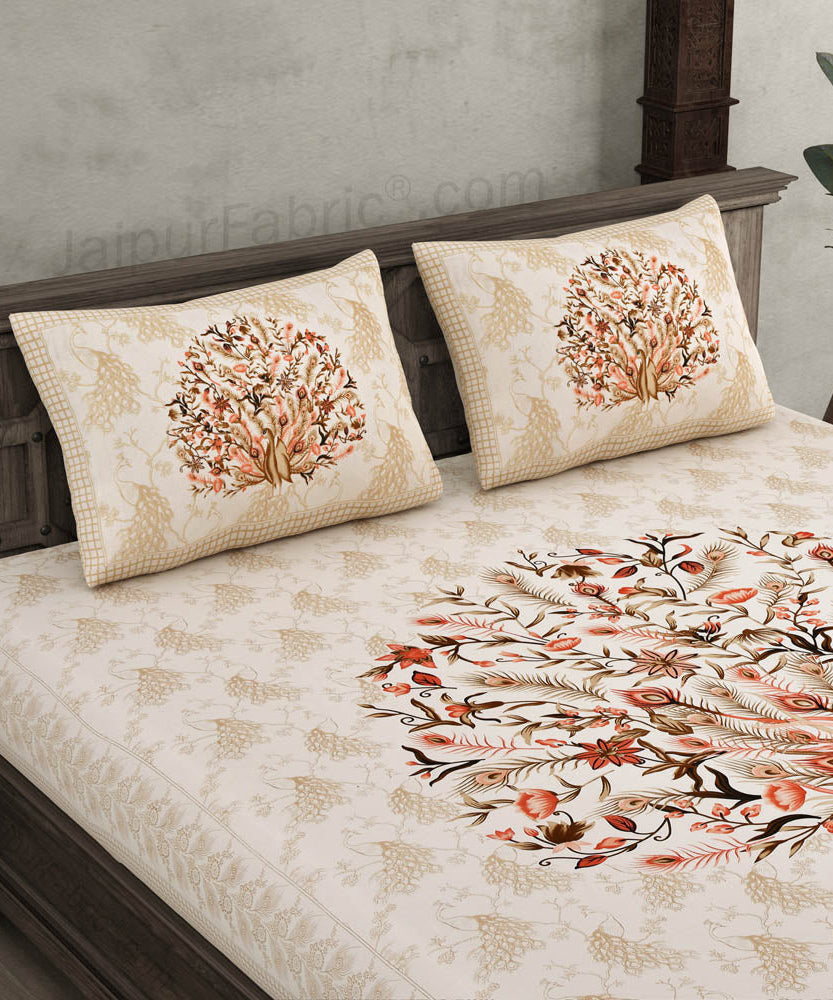 Dancing Peacock Pure Cotton Double Bedsheet – Choose Your Favorite Color