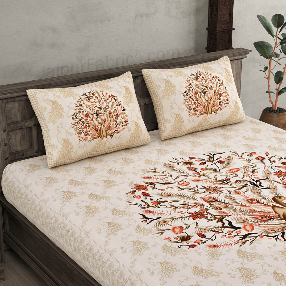 Dancing Peacock Pure Cotton Double Bedsheet – Choose Your Favorite Color