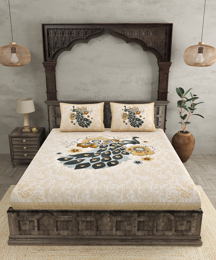 Peacock Tropical Pure Cotton Double BedSheet