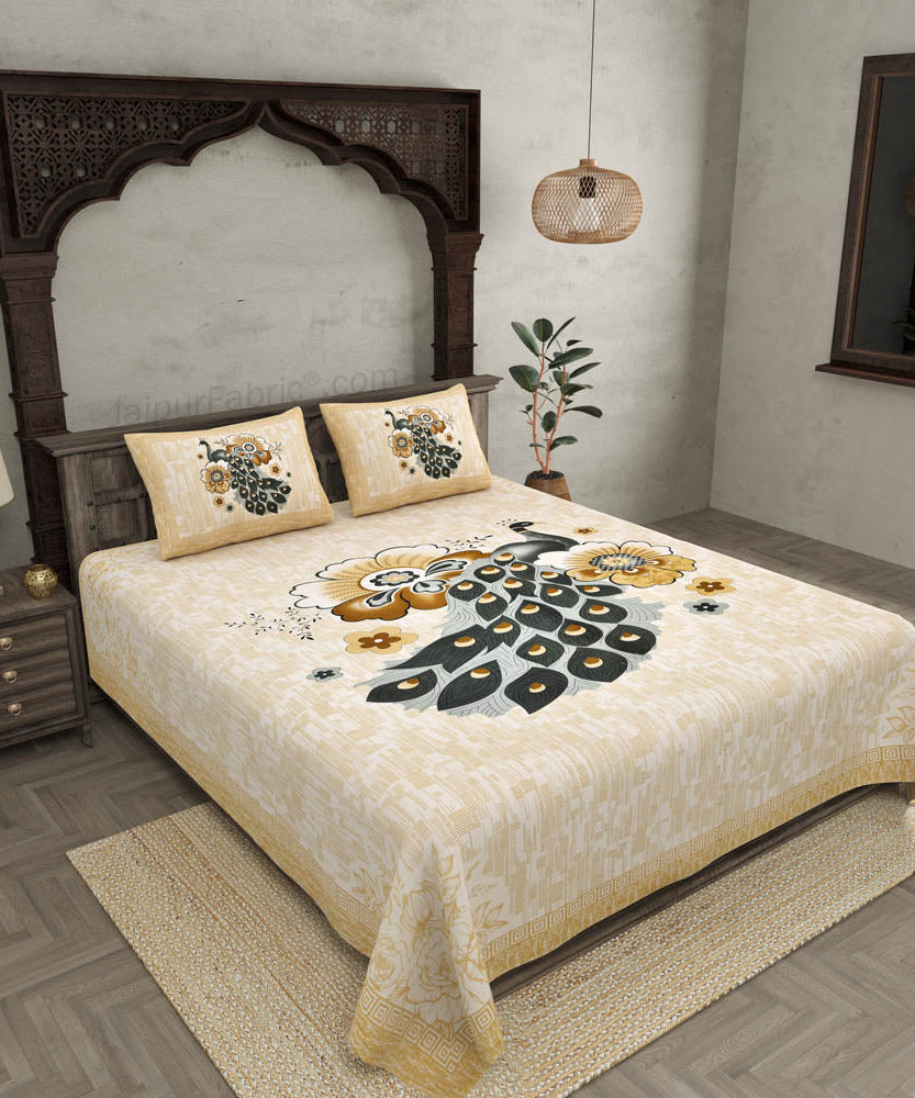 Peacock Tropical Pure Cotton Double BedSheet