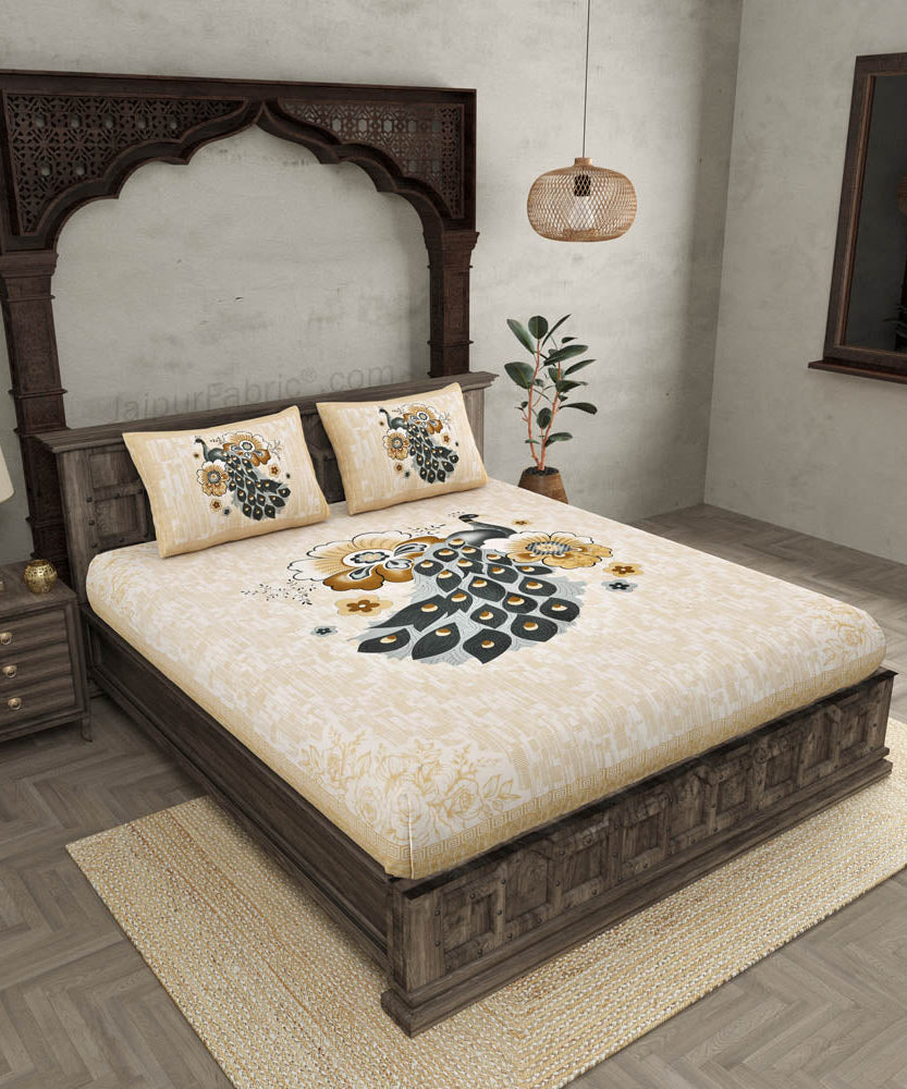 Peacock Tropical Pure Cotton Double BedSheet