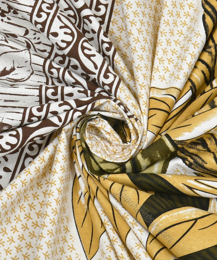 Royal Elegance Grey-Brown Peacock Cotton Double Bed Sheet