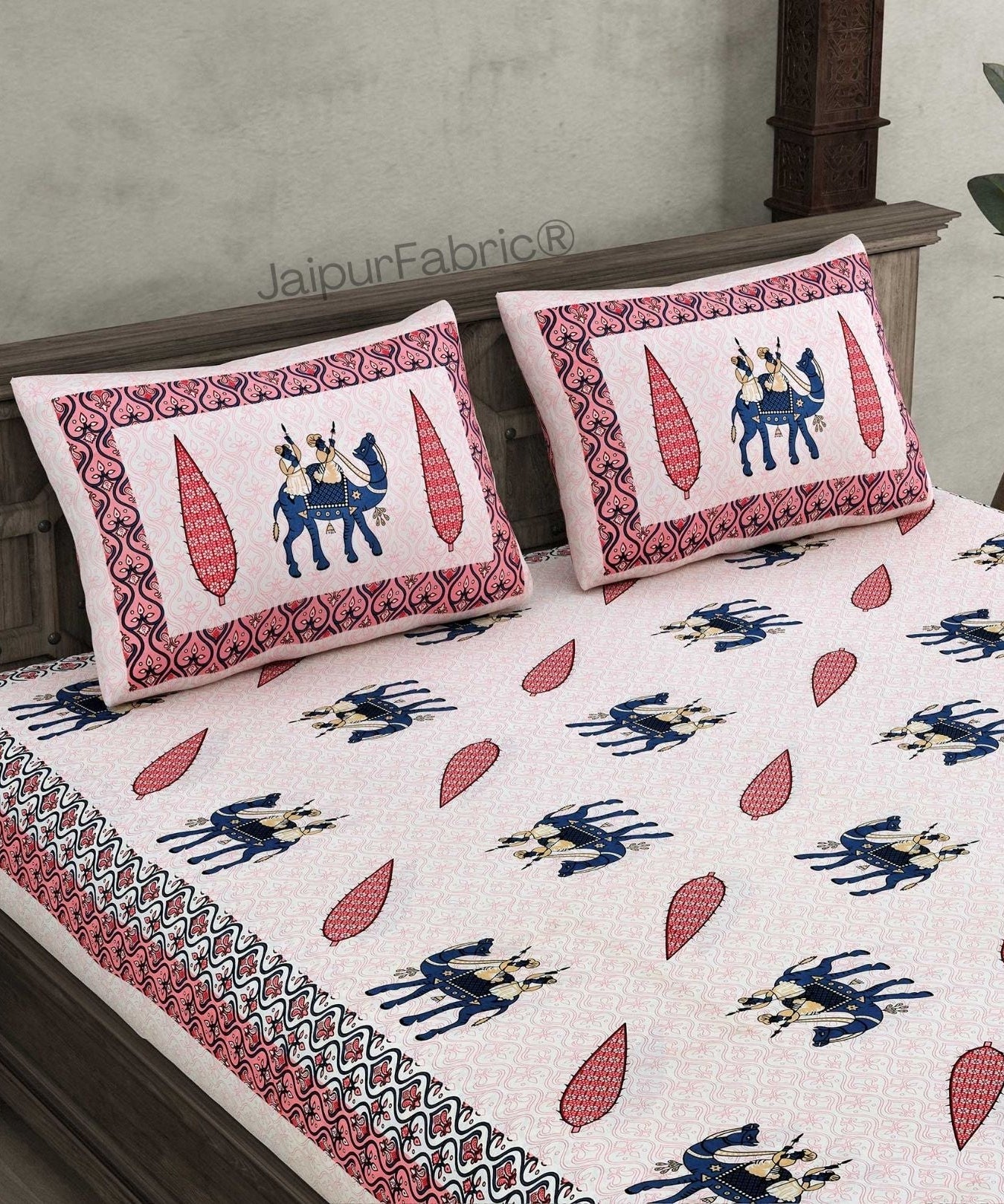 Desert King Pink Pure Cotton Double Bedsheet