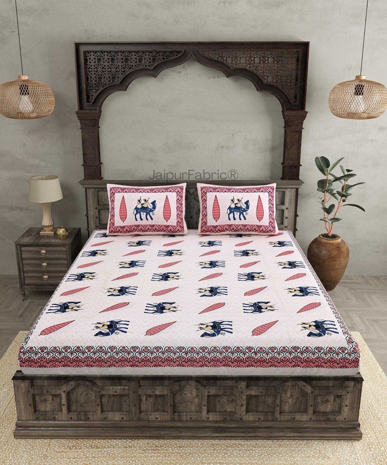 Desert King Pink Pure Cotton Double Bedsheet