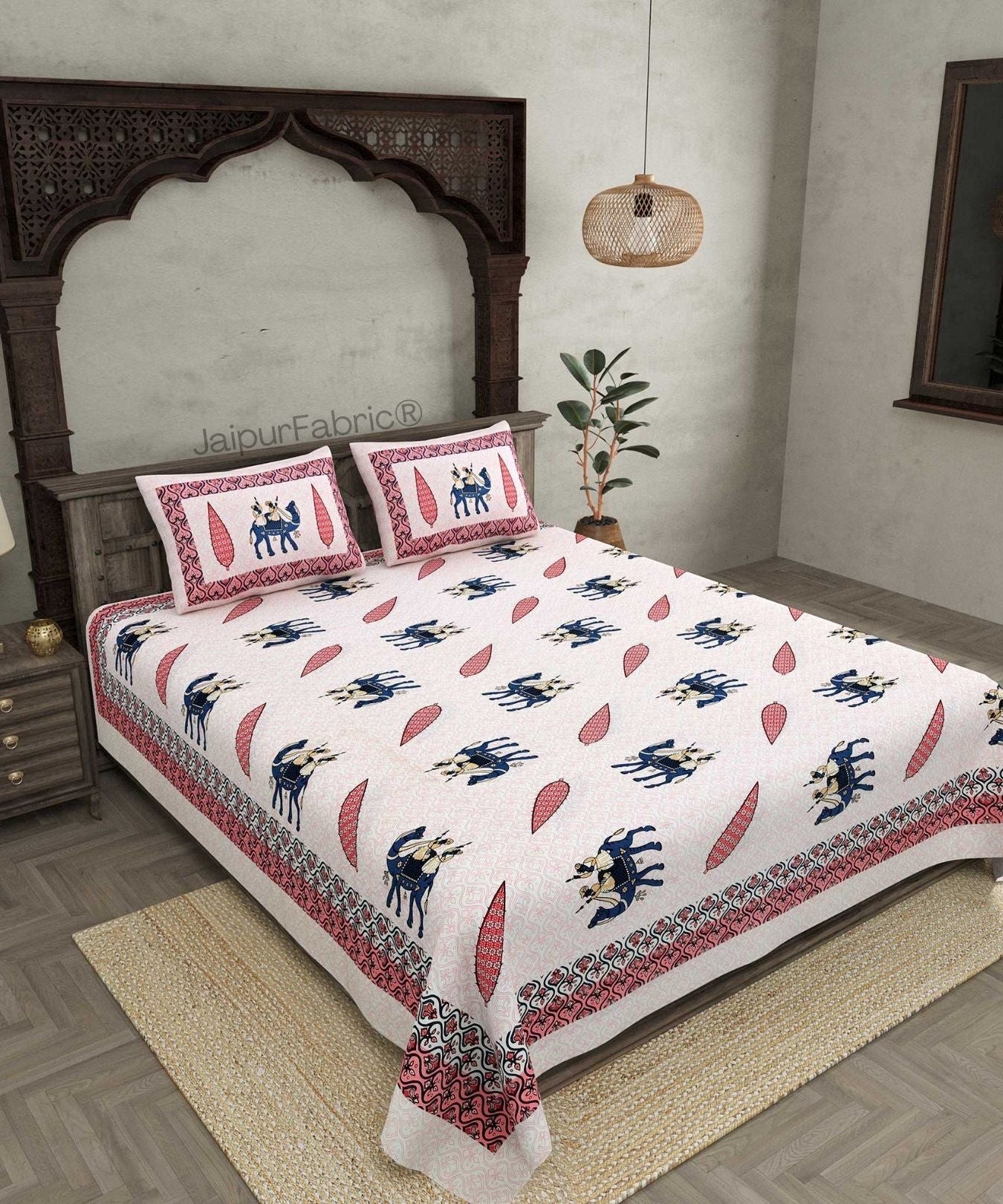 Desert King Pink Pure Cotton Double Bedsheet