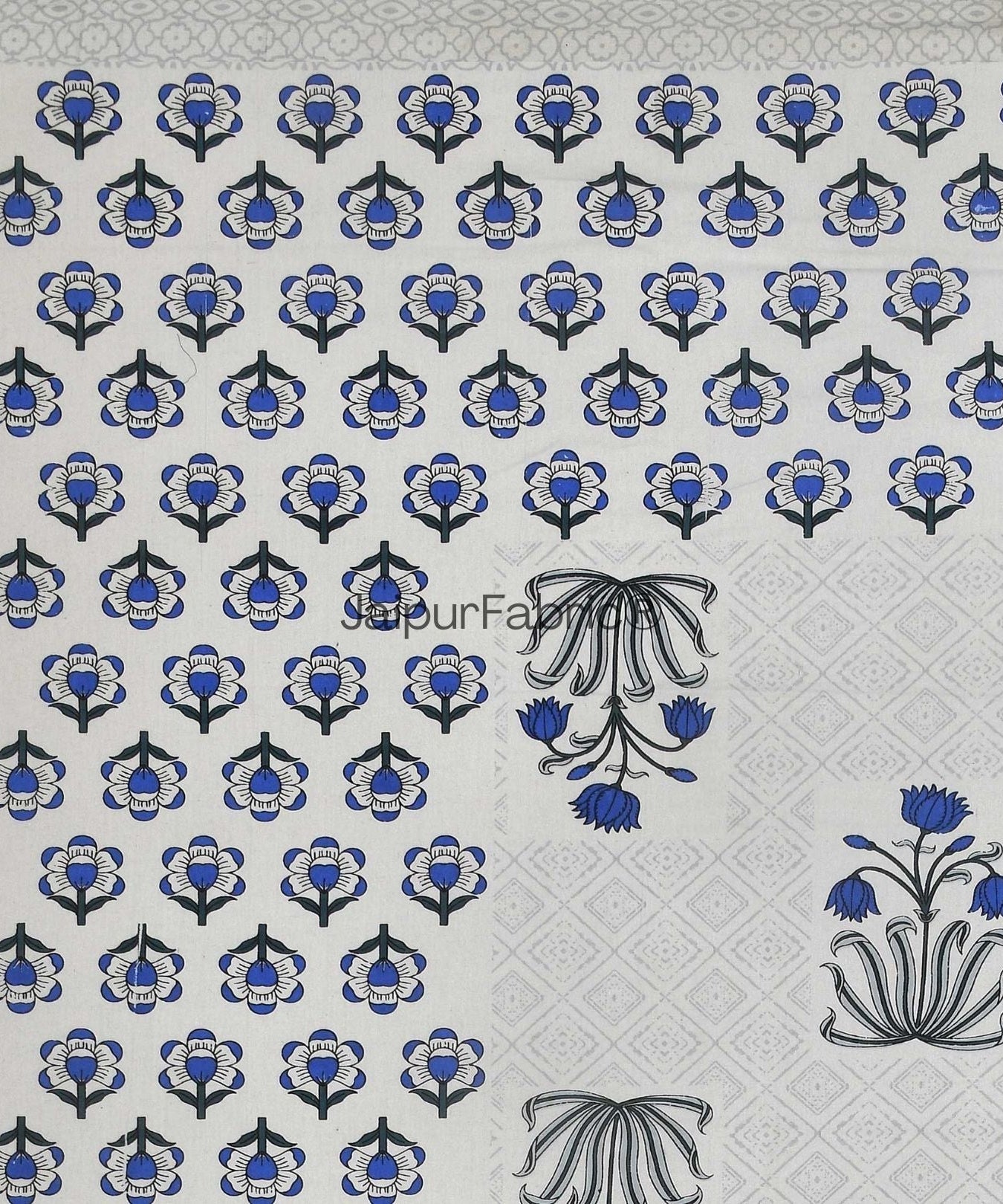 Blossomy Wonder Blue Pure Cotton Double Bedsheet