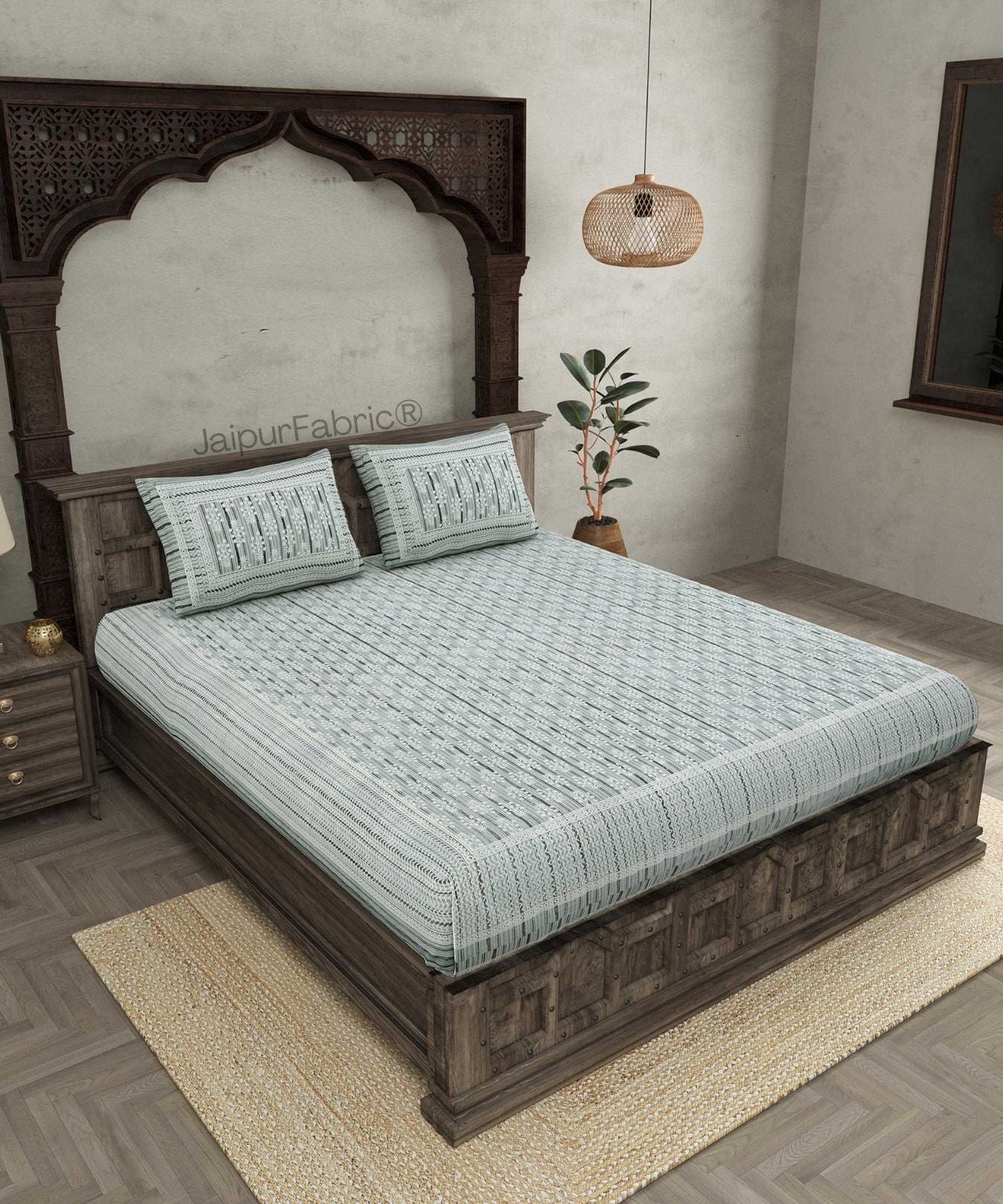 Verdant Wizard Green Pure Cotton Double Bedsheet