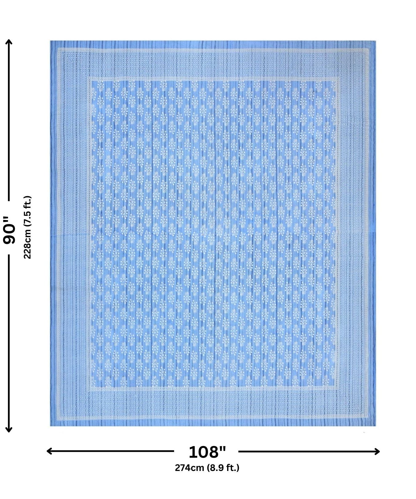 Verdant Wizard Blue Pure Cotton Double Bedsheet