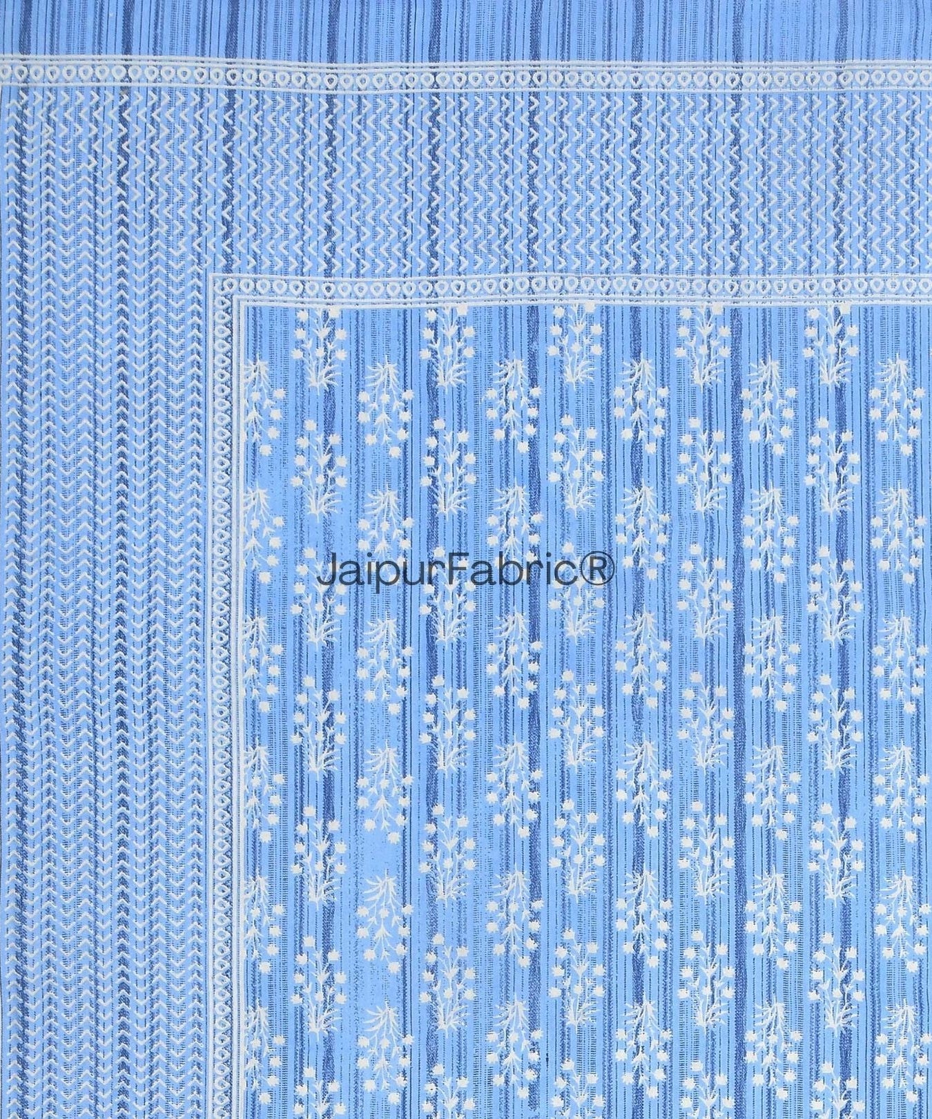 Verdant Wizard Blue Pure Cotton Double Bedsheet