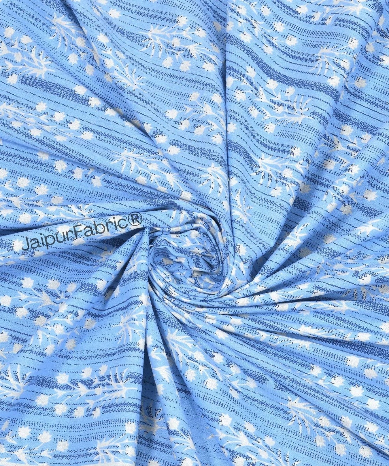 Verdant Wizard Blue Pure Cotton Double Bedsheet