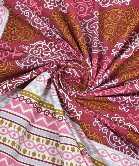 The Traditional Touch Blue Red and Green Pure Cotton Double Bedsheet Combo of 3