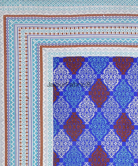 The Traditional Touch Blue Red and Green Pure Cotton Double Bedsheet Combo of 3