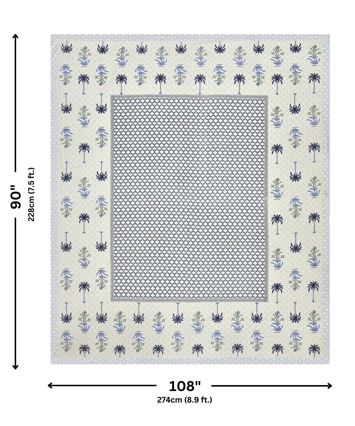 Beautiful Bunaai Blue Pure Cotton Double Bedsheet