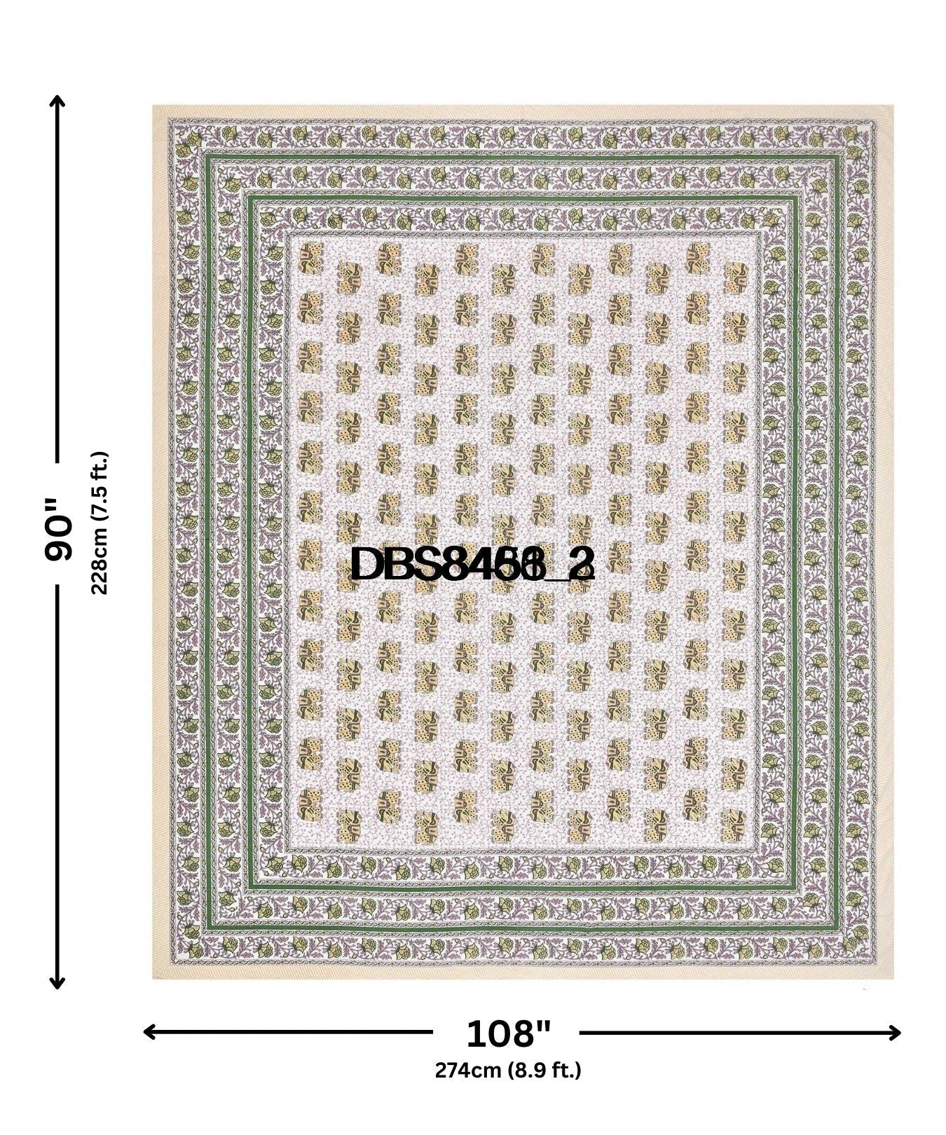 Royal Baarat Green Pure Cotton Double Bedsheet