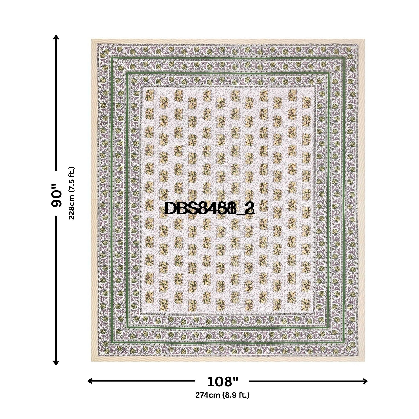 Royal Baarat Green Pure Cotton Double Bedsheet