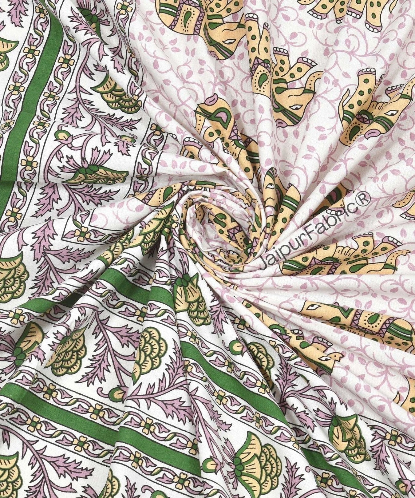 Royal Baarat Green Pure Cotton Double Bedsheet