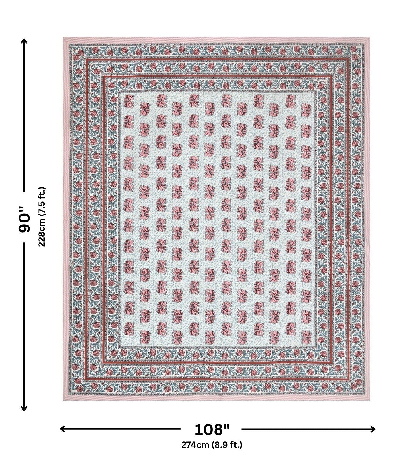 Royal Baarat Peach Pure Cotton Double Bedsheet