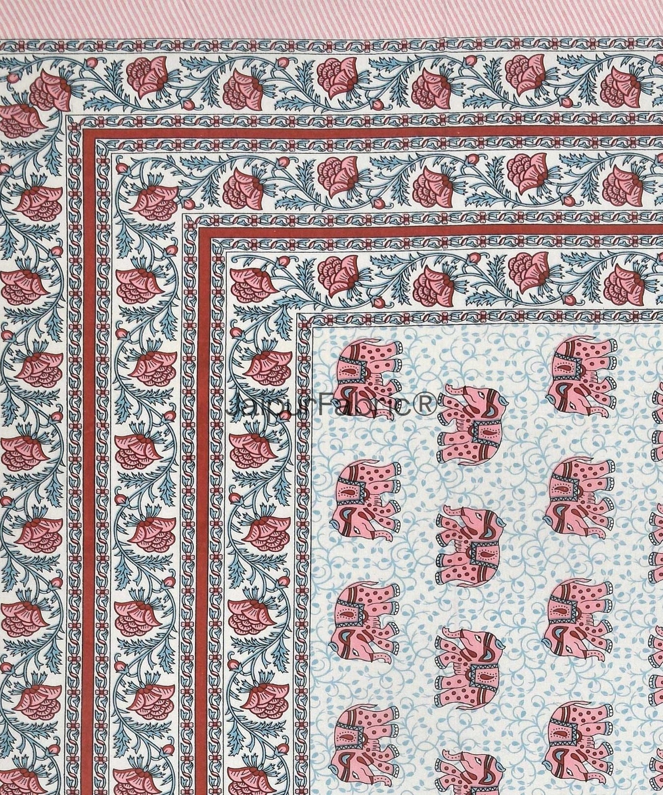 Royal Baarat Peach Pure Cotton Double Bedsheet