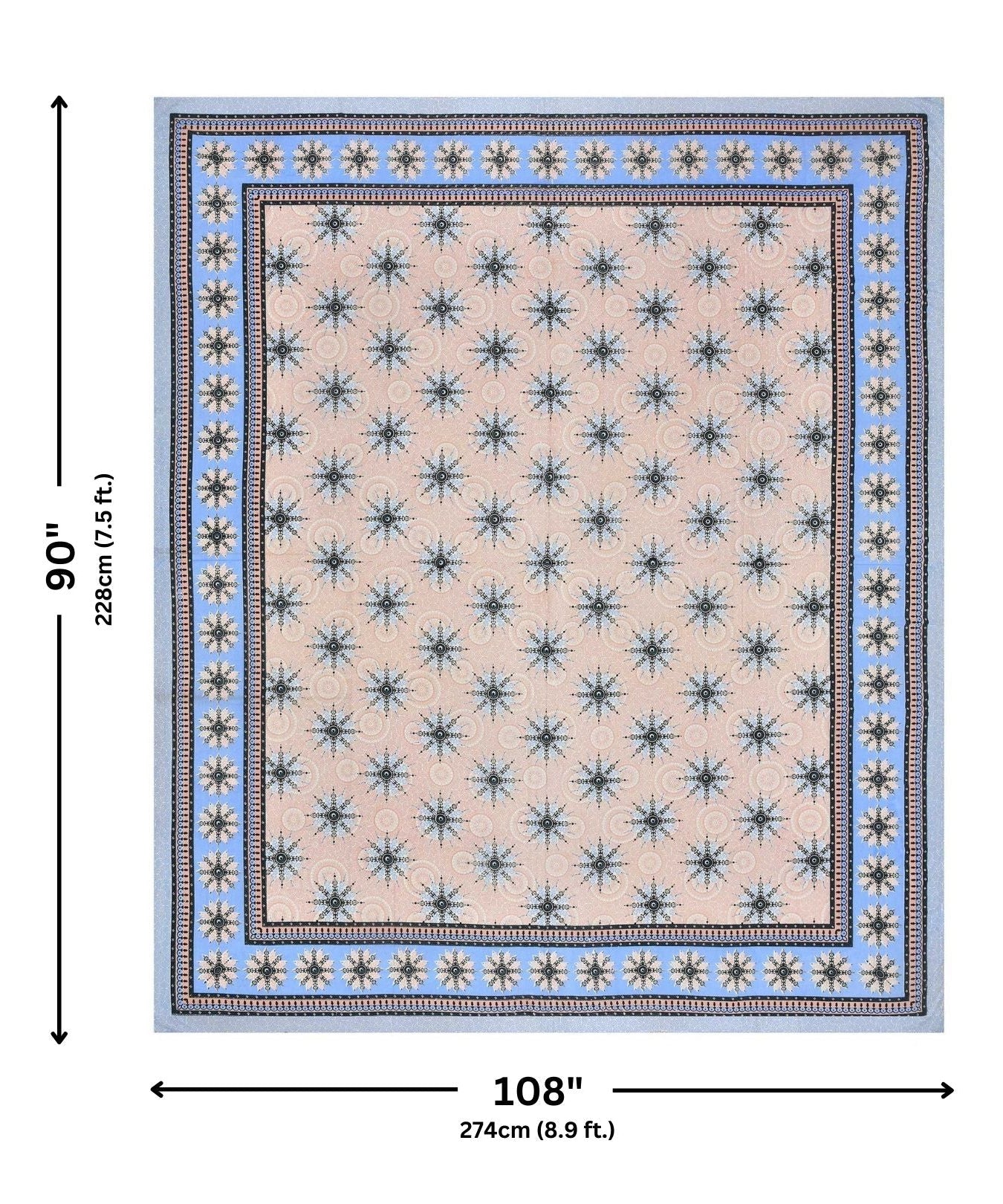 Stylish Star Blue Pure Cotton Double Bedsheet