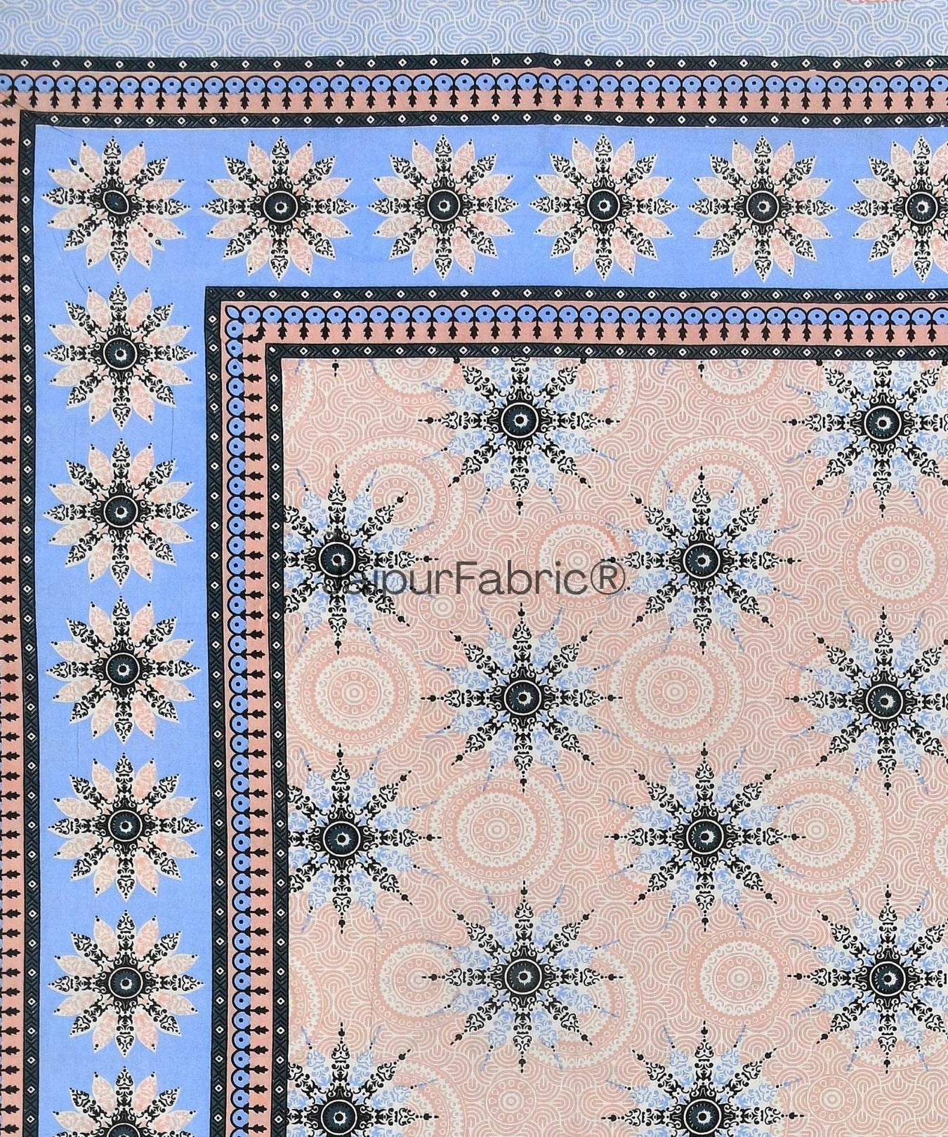 Stylish Star Blue Pure Cotton Double Bedsheet