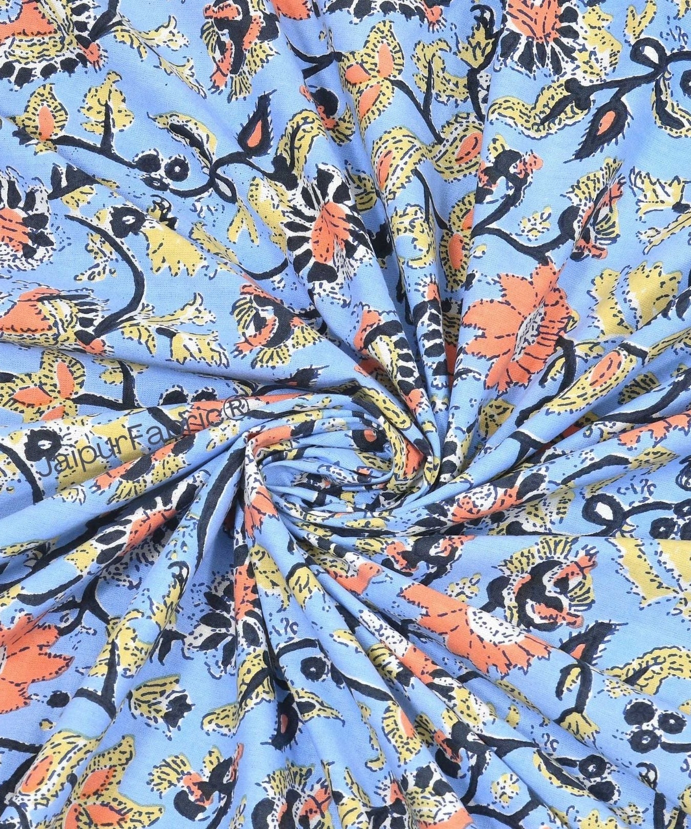 Floral BoothBlue Pure Cotton Double Bedsheet