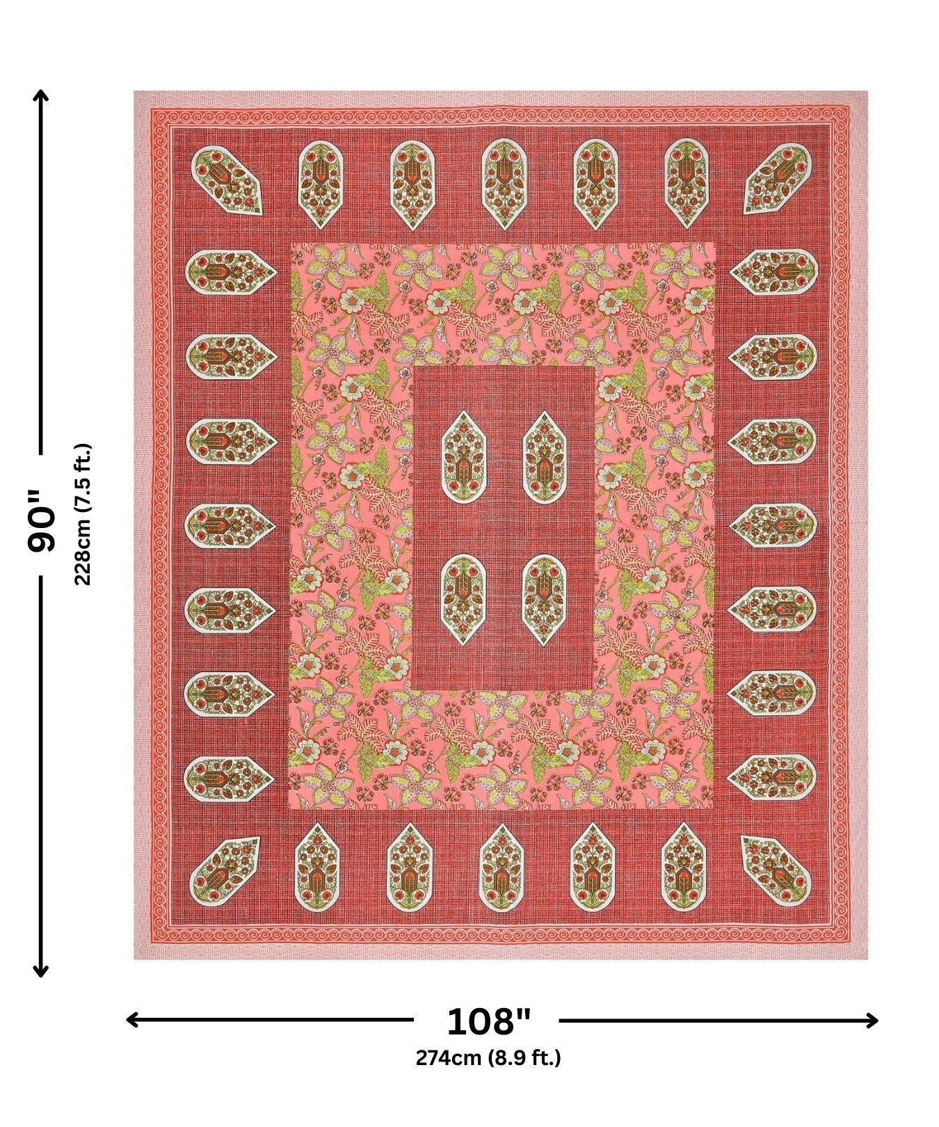 Hawa Mahal Peach Pure Cotton Double Bedsheet