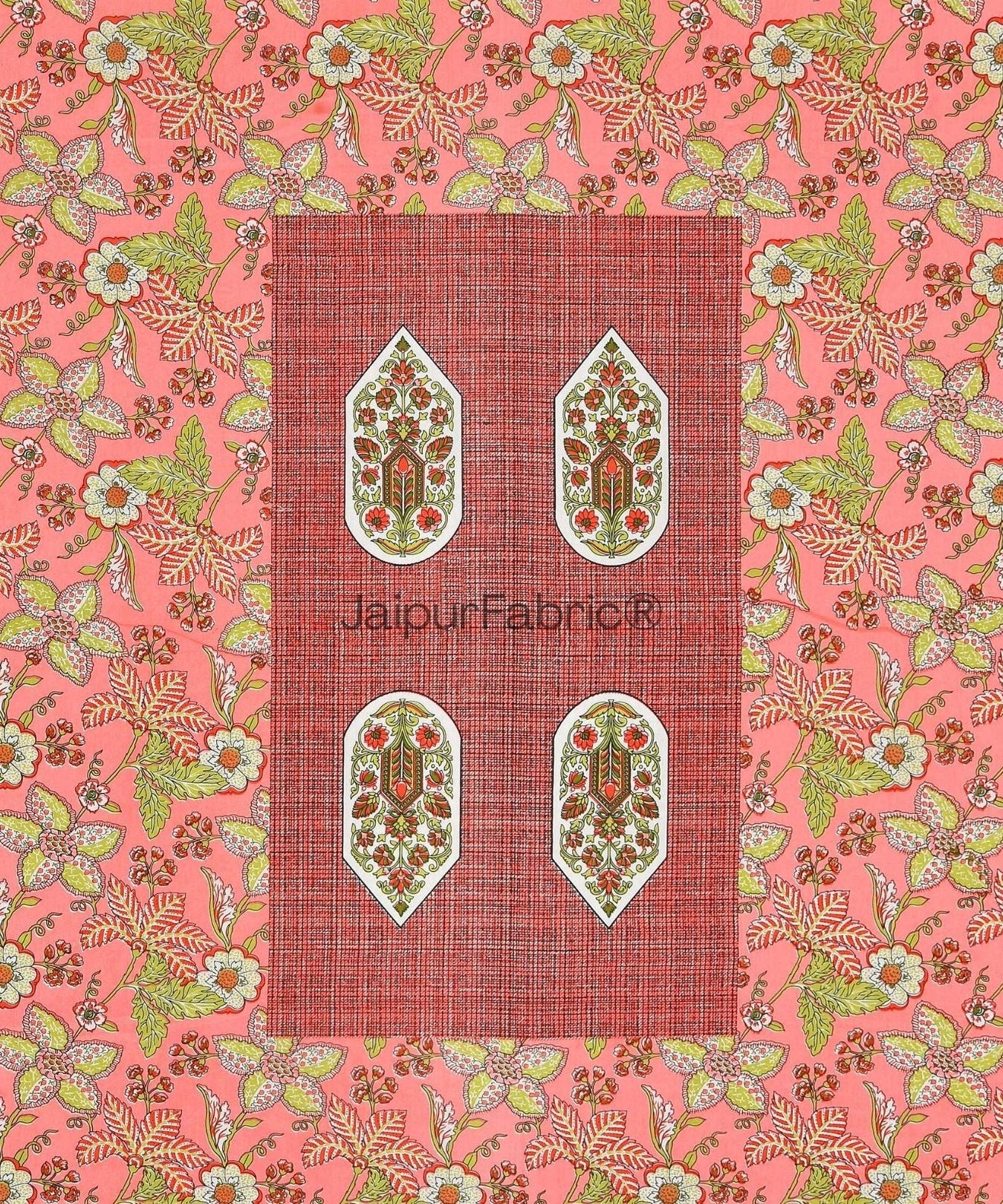 Hawa Mahal Peach Pure Cotton Double Bedsheet