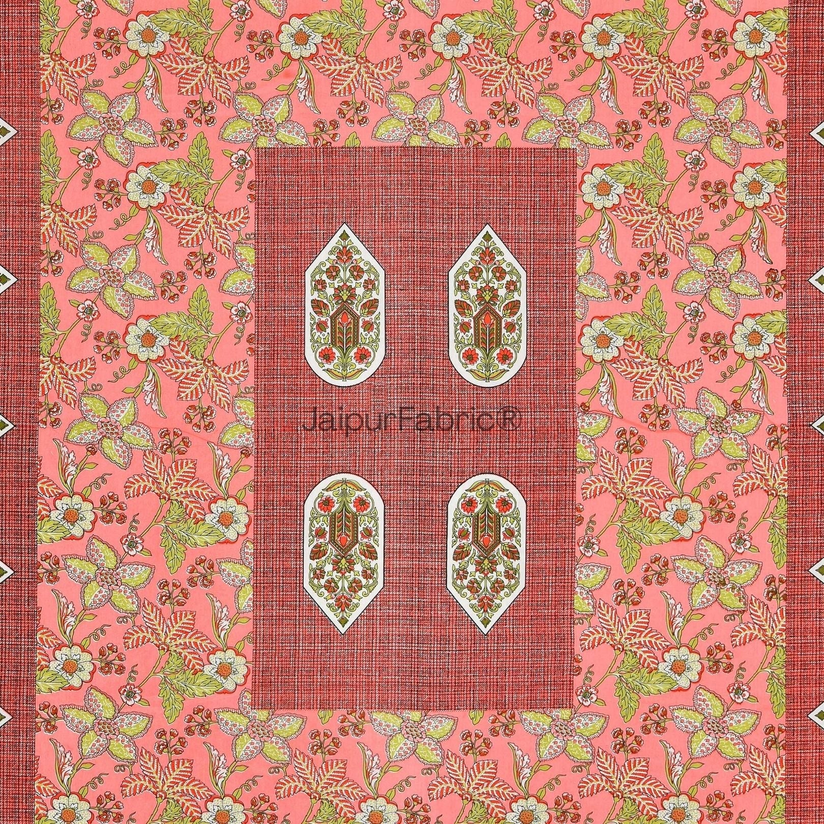 Hawa Mahal Peach Pure Cotton Double Bedsheet