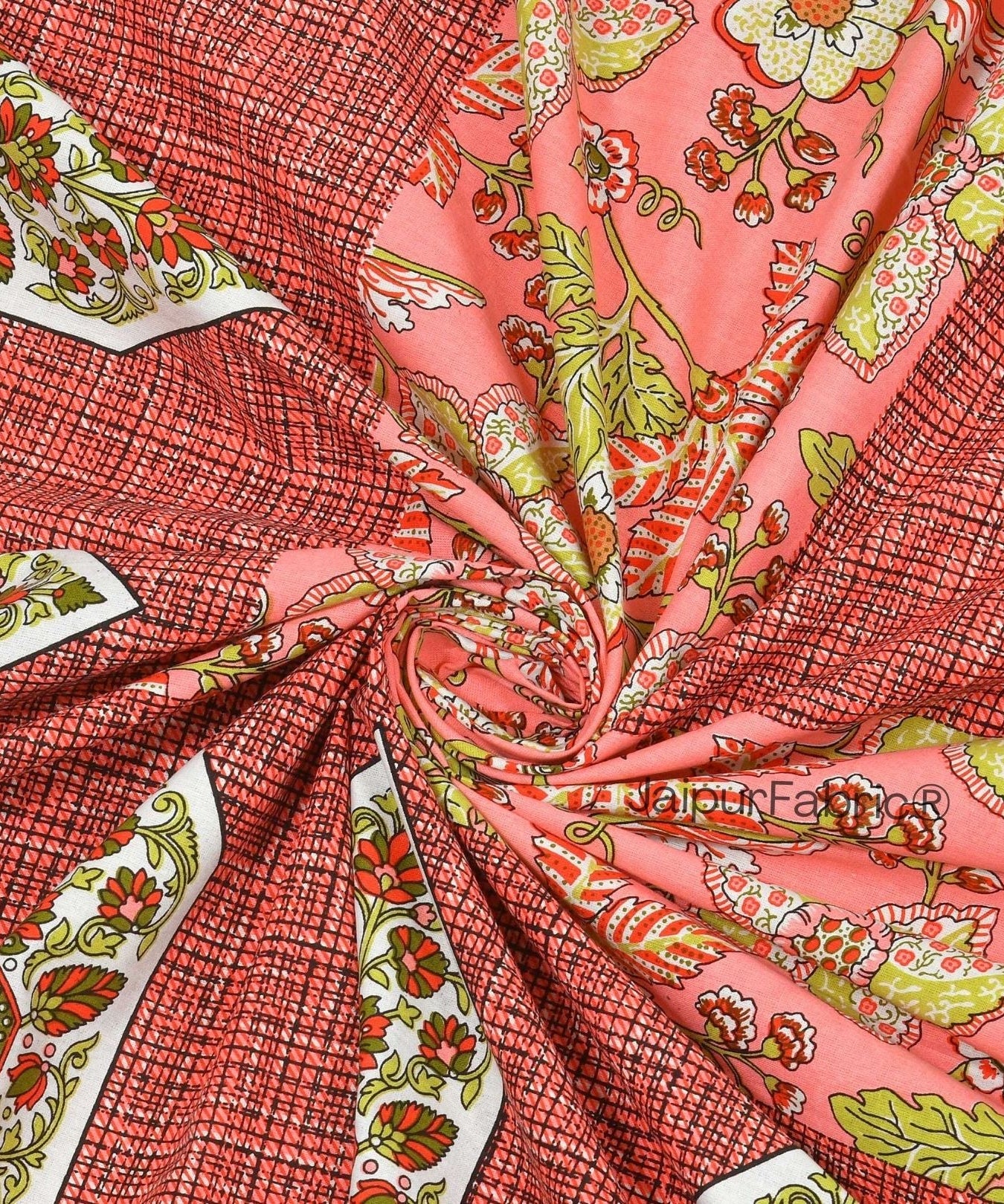 Hawa Mahal Peach Pure Cotton Double Bedsheet