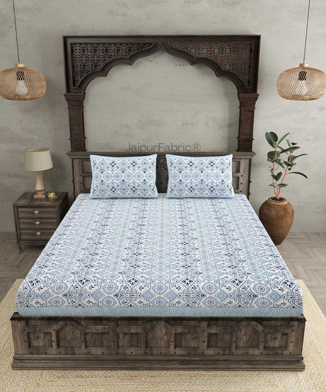 Showering Festivities Green Peach and Blue Pure Cotton Double Bedsheet Combo of 3