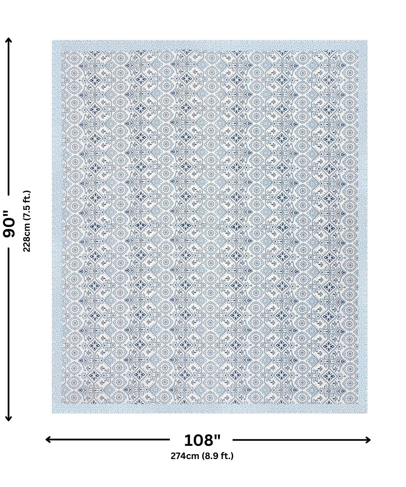 Showering Festivities Blue Pure Cotton Double Bedsheet