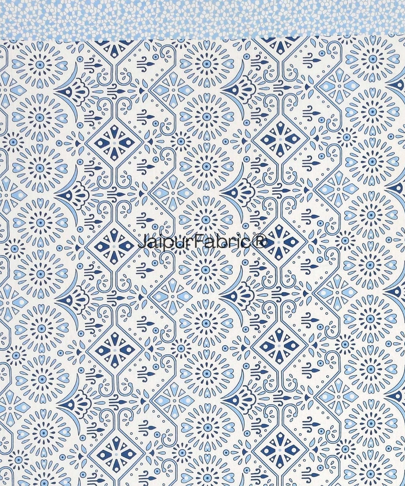 Showering Festivities Blue Pure Cotton Double Bedsheet