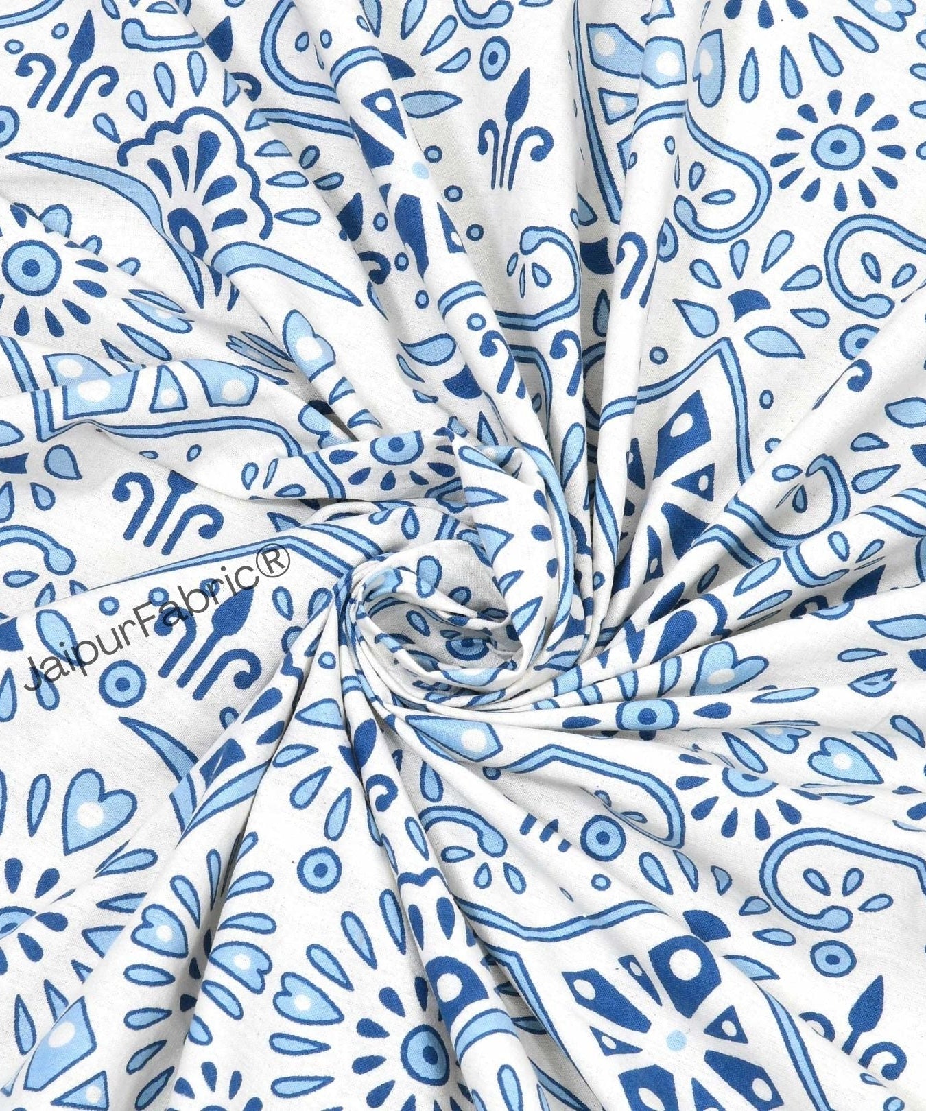 Showering Festivities Blue Pure Cotton Double Bedsheet