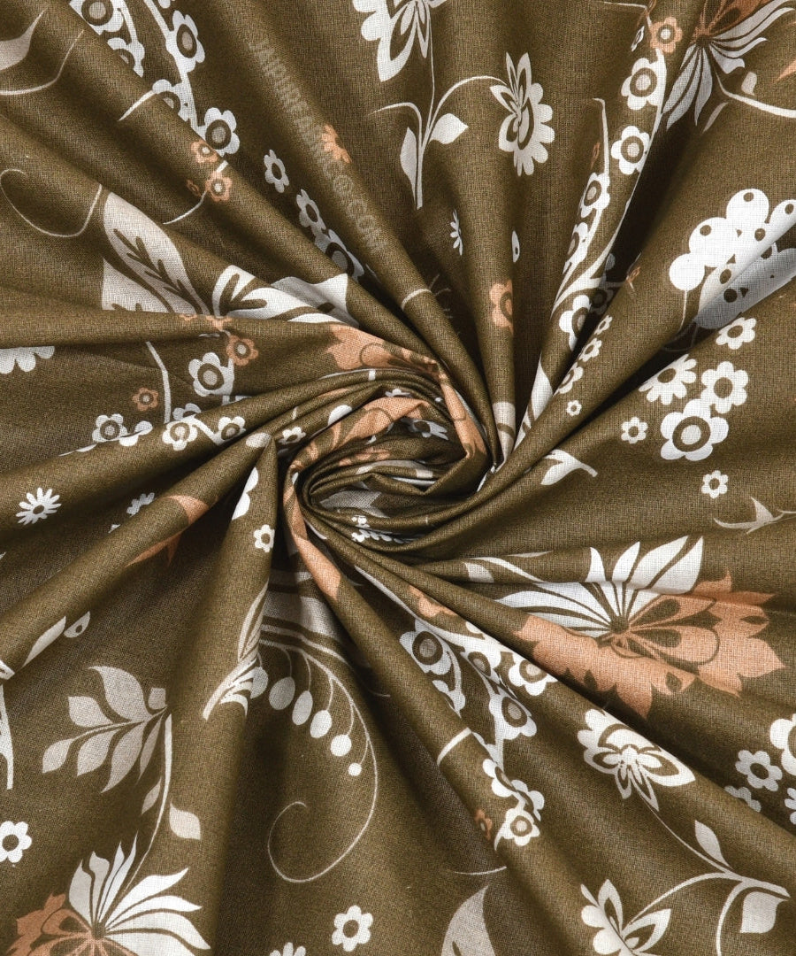 Flowery Spring Brown Cotton Reversible Double Bed Dohar