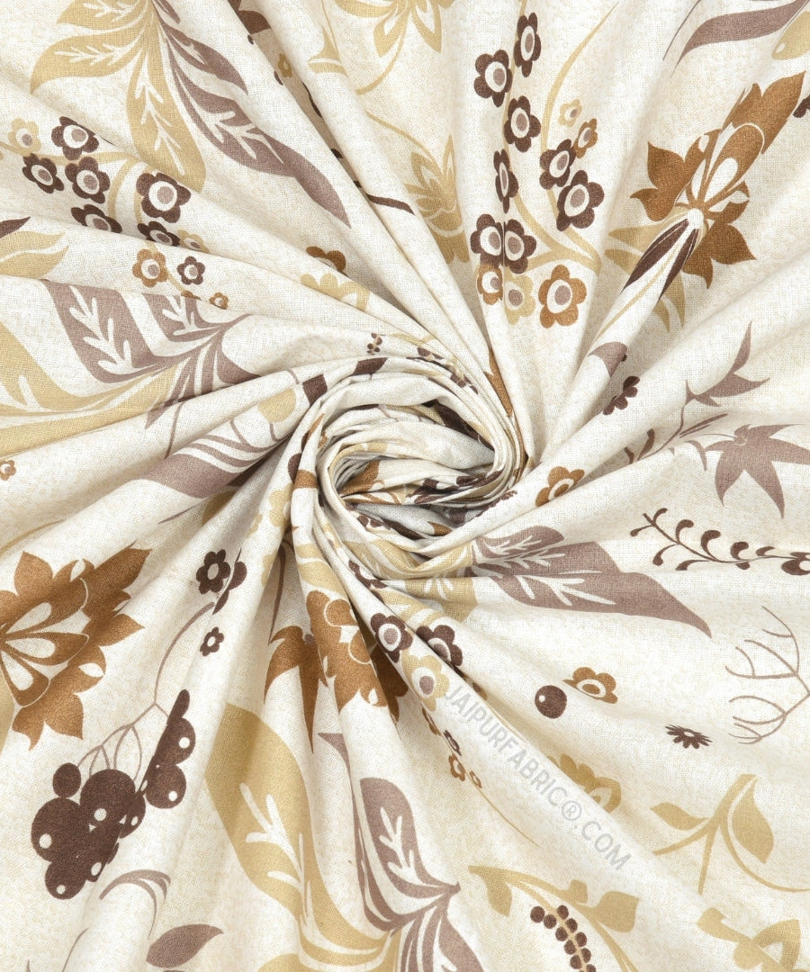 Flowery Spring Brown Cotton Reversible Double Bed Dohar