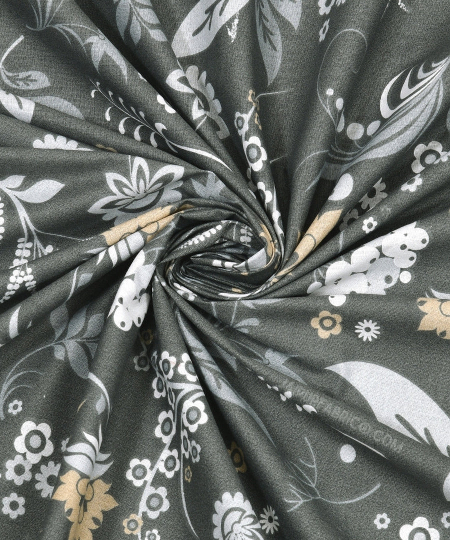 Flowery Spring Grey Cotton Reversible Double Bed Dohar