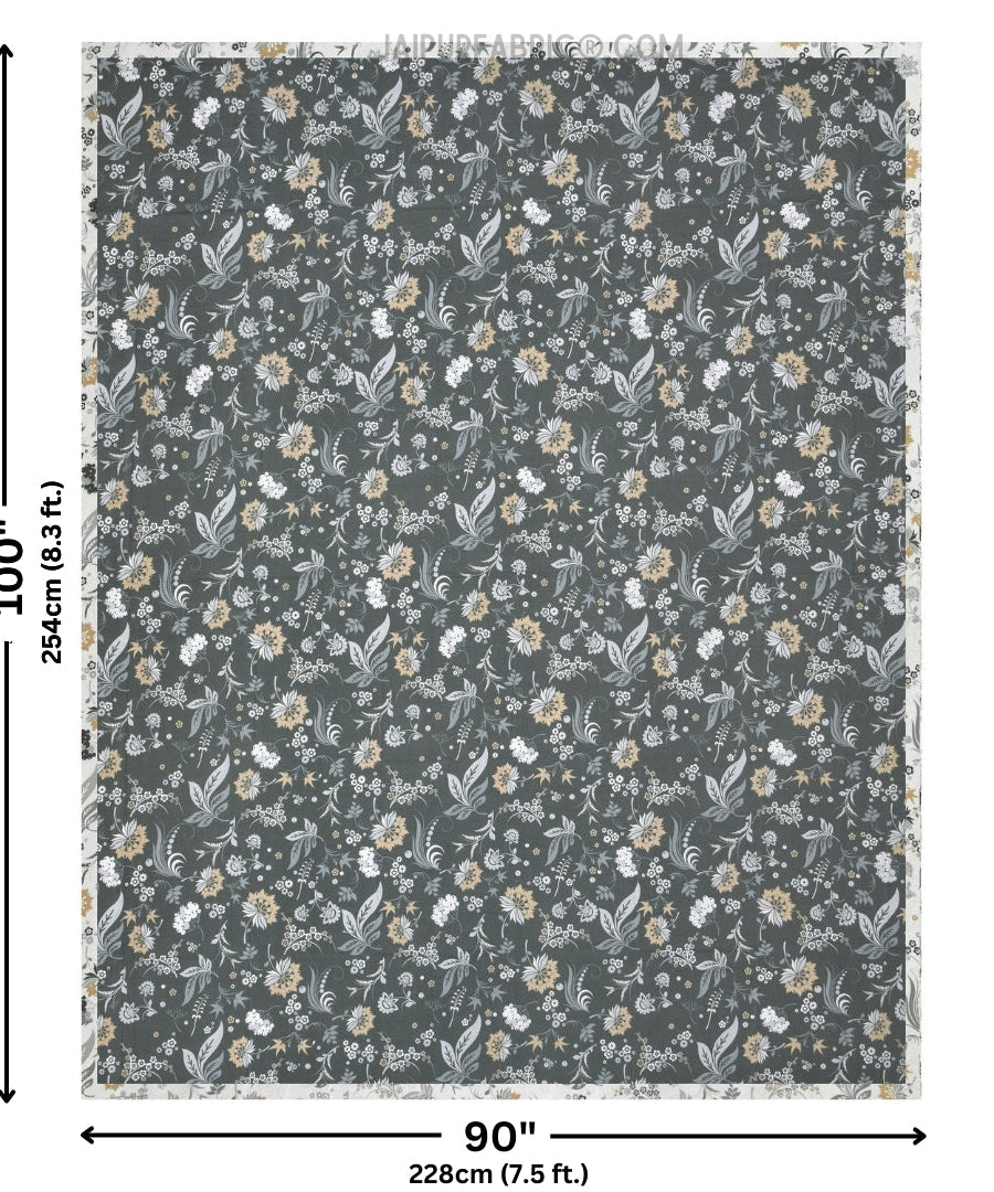 Flowery Spring Grey Cotton Reversible Double Bed Dohar