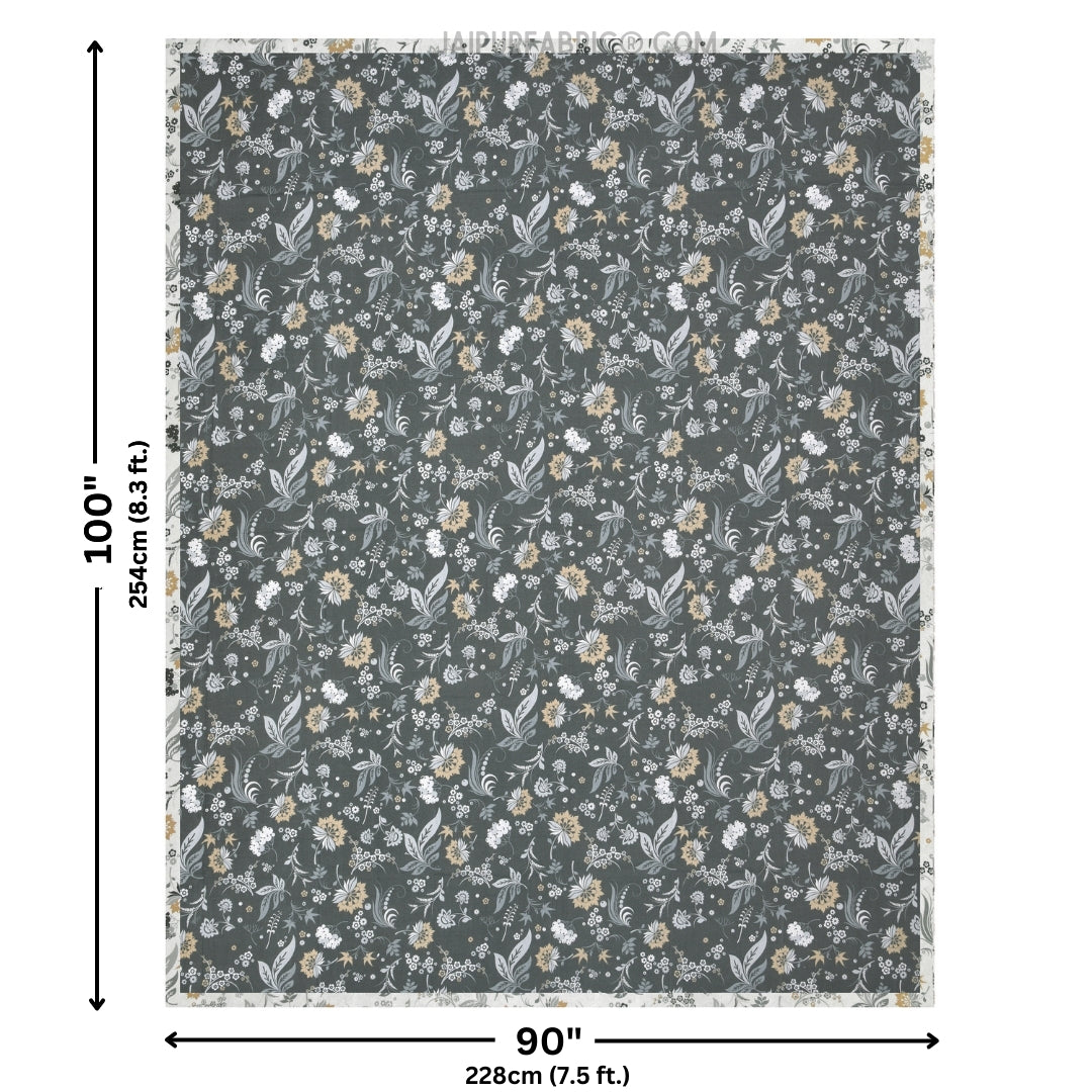 Flowery Spring Grey Cotton Reversible Double Bed Dohar