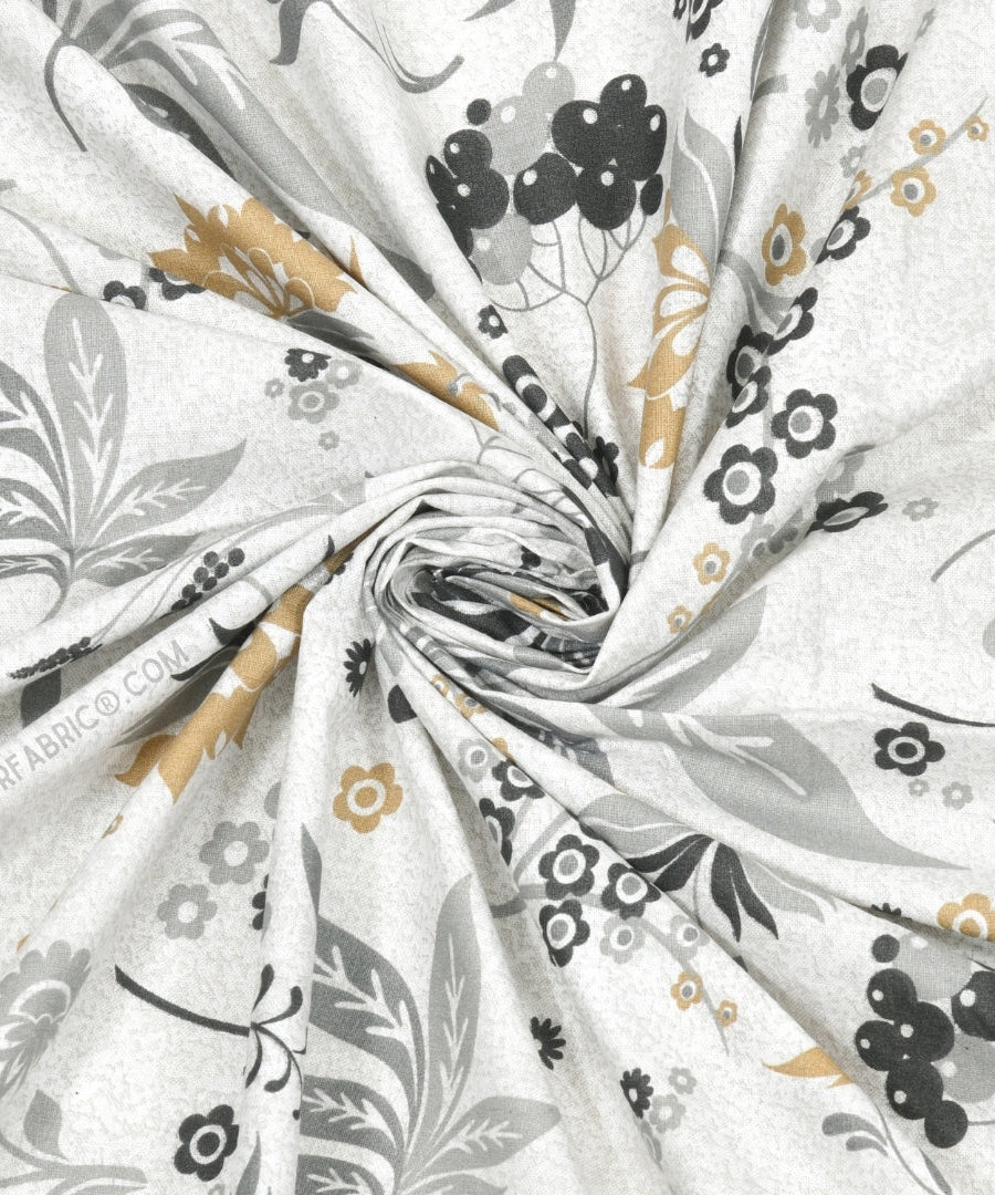 Flowery Spring Grey Cotton Reversible Double Bed Dohar