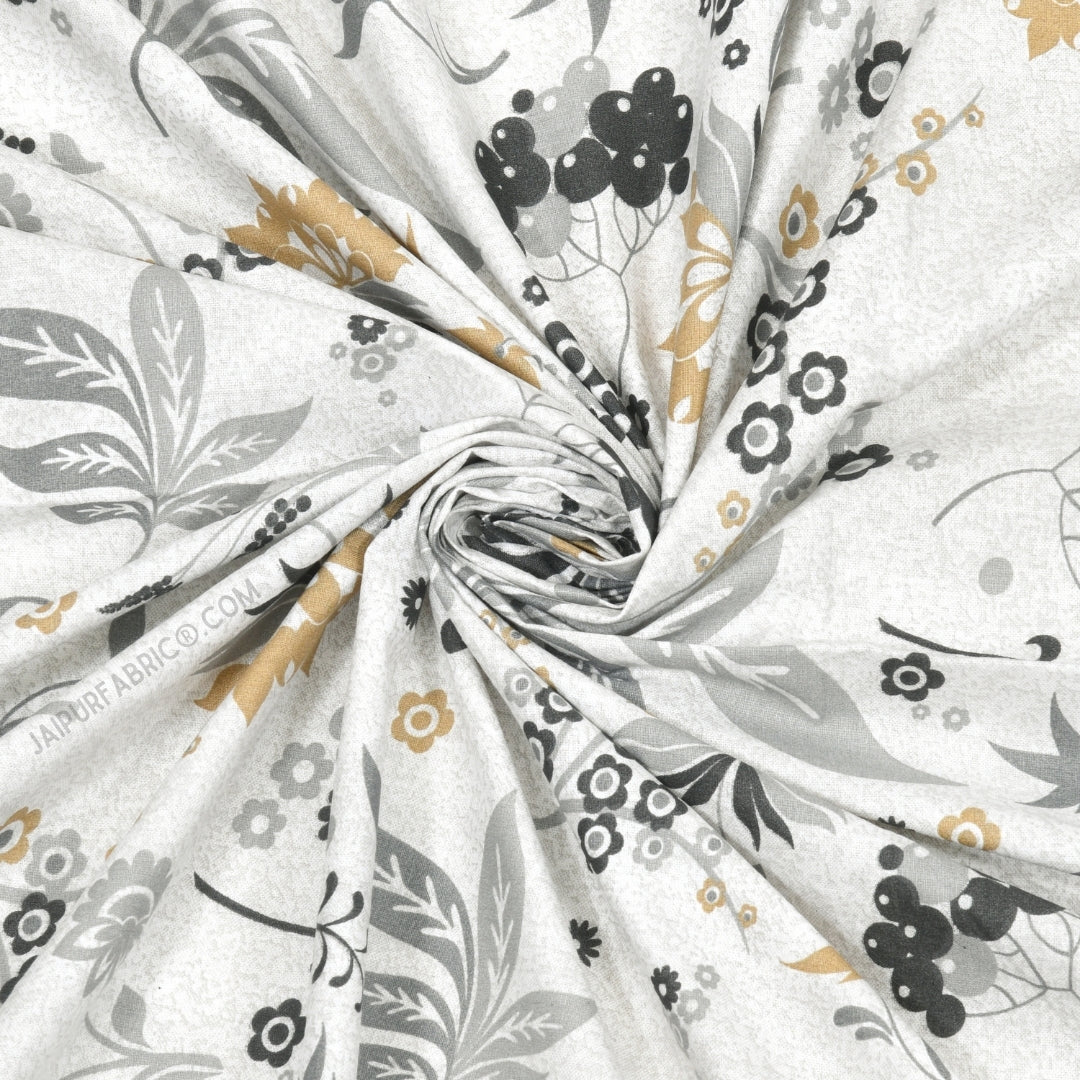 Flowery Spring Grey Cotton Reversible Double Bed Dohar
