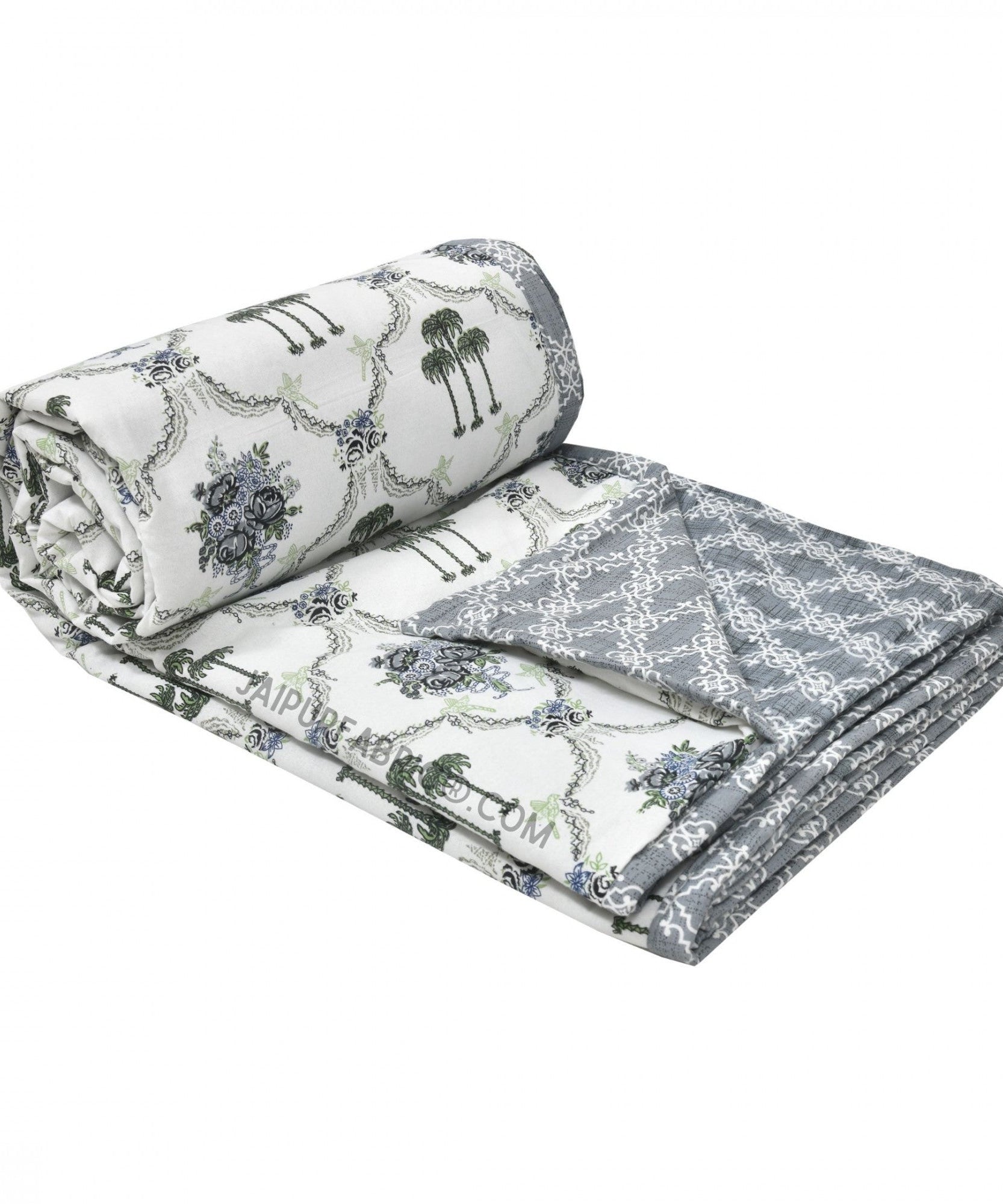 Misty Marble Grey & White Cotton Reversible Double Bed Dohar