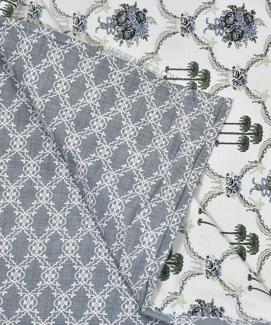 Misty Marble Grey & White Cotton Reversible Double Bed Dohar